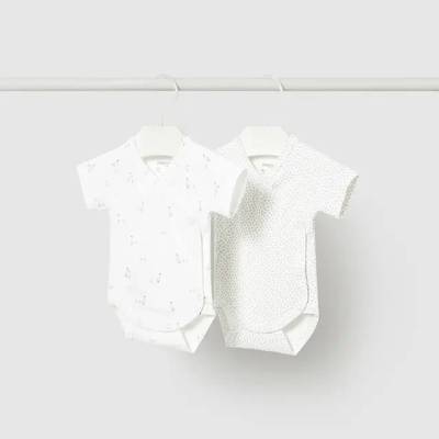 Mayoral Сет 2 къси бодита в Бял цвят за новородено бебе Mayoral