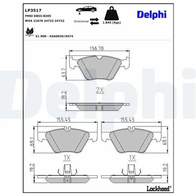 Sada brzdových platničiek kotúčovej brzdy DELPHI LP3517