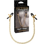  Златни скоби за зърна, зашеметяващи - Gold Nipple Chain Clamps (PIPE397727)