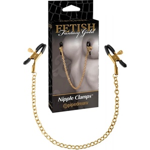  Златни скоби за зърна, зашеметяващи - Gold Nipple Chain Clamps (PIPE397727)