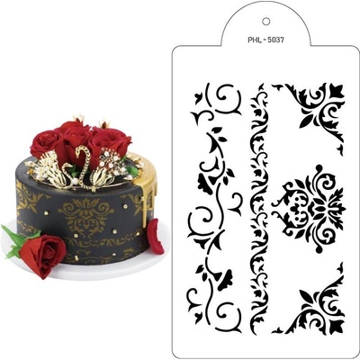 Stencil šablona ornament BOA 35x21cm - Cakesicq