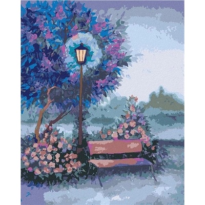 zuty Malování Podle Čísel Lavička U Svítící Lampy 80 x 100 Cm Plátno Rám
