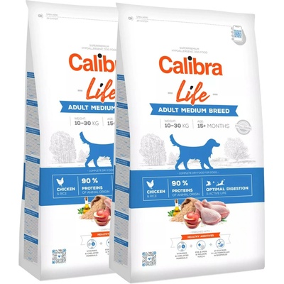 Calibra Dog Life Adult Medium Breed Chicken 2 x 12 kg