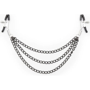 Image 1 of OhMama Fetish Black Nipple Clamps with Multi Chains