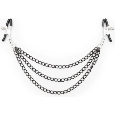 OhMama Fetish Black Nipple Clamps with Multi Chains