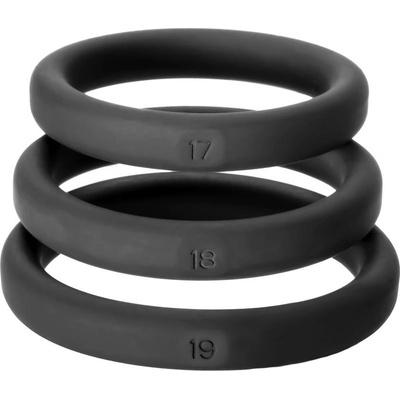 Perfect Fit Brand Комплект черни пенис рингове с диаметър 43, 46 и 48мм