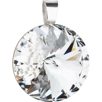 Pavona Stříbrný přívěsek s krystaly Preciosa bílý kulatý-rivole 34071.1 crystal