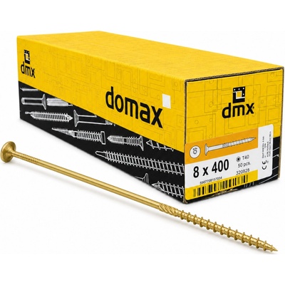 Konštrukčný vrut do dreva 8 × 400 mm, tanierová hlava TX40 – Domax CT
