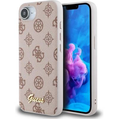 GUESS Калъф Guess Peony Script Logo MagSafe за iPhone 16e - кафяв