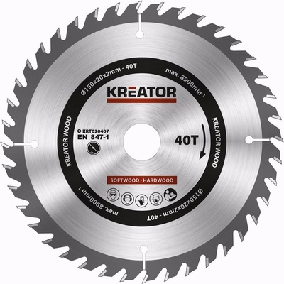 KREATOR KRT020407 Pilový kotouč na dřevo 150mm, 40T