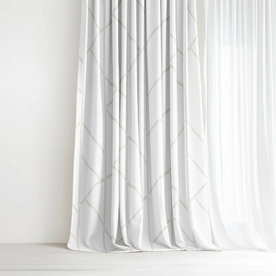 Goldea bavlněný závěs - geometrické linie na bílém 140x150 cm