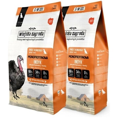 Wiejska Zagroda Monoproteín morčacie chrumkavé S/M 2 x 2 kg