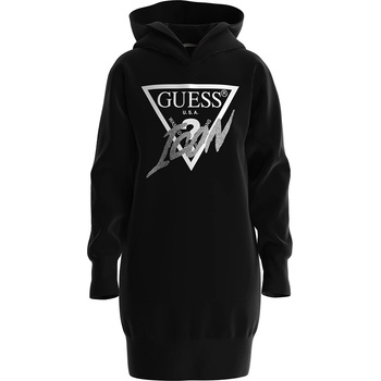 Image 1 of Guess Памучна спортна рокля в черно с контрастно лого Guess Icon