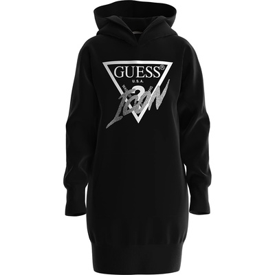 Guess Памучна спортна рокля в черно с контрастно лого Guess Icon