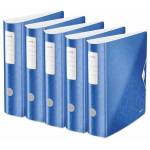 Leitz quality folder 180° Active WOW, pack of 5, A4, wide, rounded spine, 8.2 cm wide, elastic band closure, light polyfoam, plastic folder, WOW series, blue, 11060036 - 938994