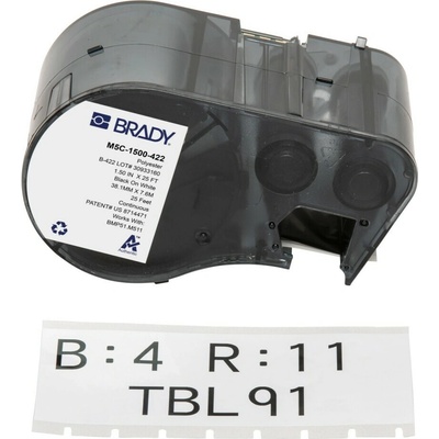 Brady M5C-1500-422 / 170859, 38.10 mm x 7.62 m, Polyester, čierna tlač / biely podklad