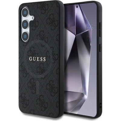 GUESS Leather 4G Colored Ring Classic Logo MagSafe Case Samsung Galaxy S25 Plus черен (3666339449490)