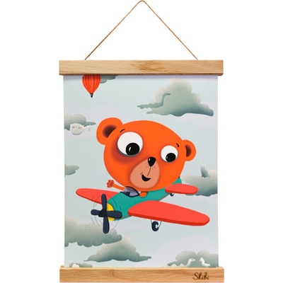 Art print plagát Skibi A4 - Skibi pilotom - dubová lišta uni