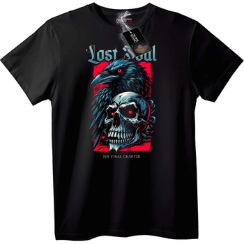 NOONEBRAND Тениска Изгубена Душа Гарван и Skull - 6XL, Black