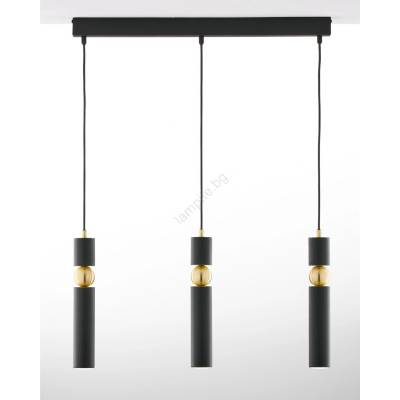 JUPITER 2004 - Пендел ALAS 3xGU10/10W/230V черен/златист (10702004)