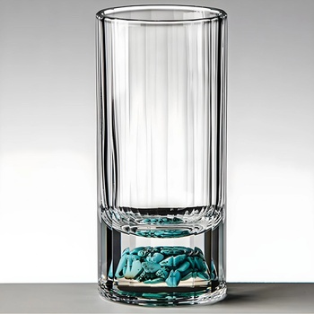 HARAHU Кристална чаша с камъчета - Тюркоазен / 100ml KP35403 (35403)
