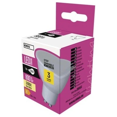 Emos LED žiarovka Classic MR16 GU10 7 W60 W 800 lm teplá biela krokovo stmievateľná ZQ8155S