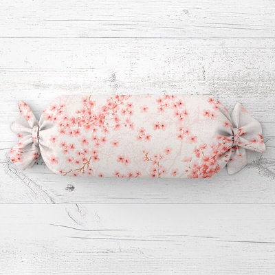 Biante Vankúš valec bonbon Sandra SA-633 Ružové čerešňové kvety na bielom 15x40