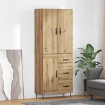 vidaXL Висок шкаф 2 бр. Дъб 69, 5 x 34 x 180 см Инженерна дървесина (3415852)