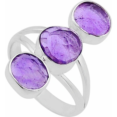 Nefertitis Ametyst broušený prsten stříbro 51207
