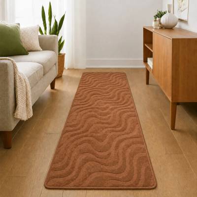 Takoy Koberec 80x300 vzor vlny hnedý-HT-00420 | 80 x 300 cm