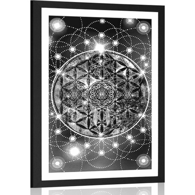 Plakát s paspartou nádherný den na louce v černobílém provedení - 20x30 white