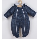 Zimná dojčenská kombinéza s kapucňou a uškami New Baby Pumi blue