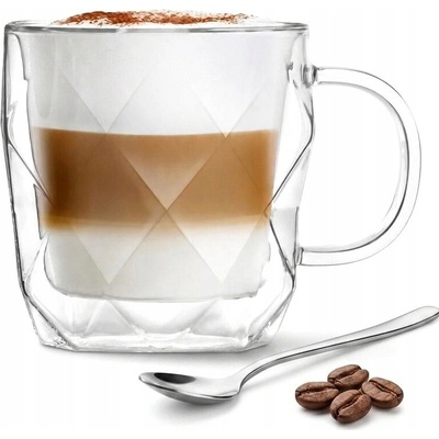 Design Sklenice na kávu a čaj Vialli Geo s dvojitou stěnou 450 ml