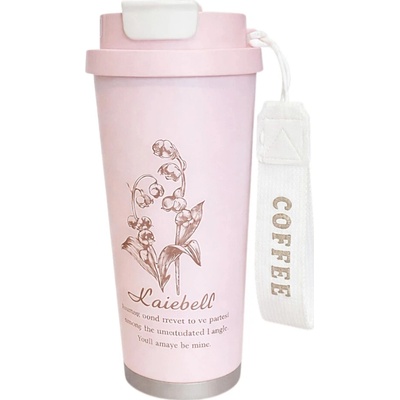 Verk 07387 termohrnek Coffee s poutkem nerez 530 ml růžový