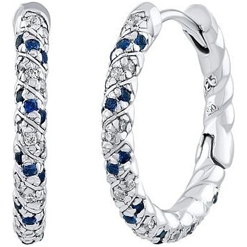 Silvego Strieborné náušnice kruhy Gianna s čírymi a modrými Brilliance Zirconia - 18 mm ZT1014EWB