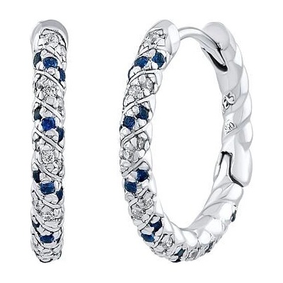 Silvego Strieborné náušnice kruhy Gianna s čírymi a modrými Brilliance Zirconia - 18 mm ZT1014EWB
