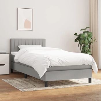 vidaXL Боксспринг легло с матрак, светлосиво, 80x200 см, плат (3140169)
