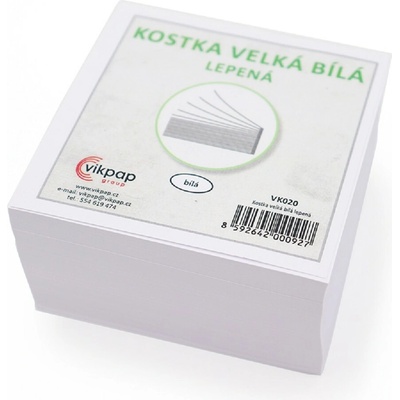 Vikpap VK020 - kostka velká, bílá, 9 × 9 × 4,5 cm, 500 listů