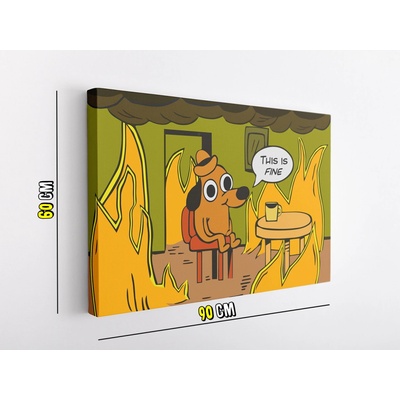 MemeMerch Obraz This is Fine Velikost obrazu: 90x60 cm