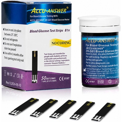 Accu-Answer Testovací proužky pro přesné měření cukru v krvi 50 ks