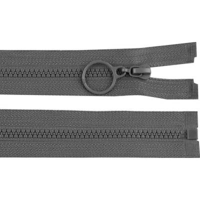 Kostěný zip No 3 délka 40 cm s kroužkem, malé, 319 šedá ocelová