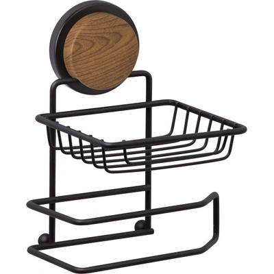 Metalife Поставка за тоалетна хартия с две отделения Metalife MGS-714W, 28x8х14 см, Черен/Дървесен (MGS-714W)