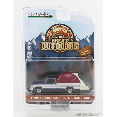 Greenlight Chevrolet C 10 Silverado Pick up 1982 The Great Outdoors Stříbrná Modrá 1:64