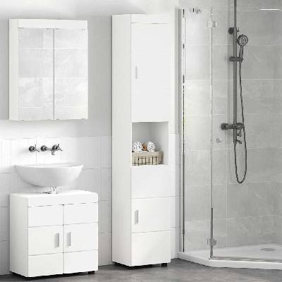 vidaXL Комплект шкафове за баня TULUM Бяло 37 x 31, 5 x 203 см (880351)