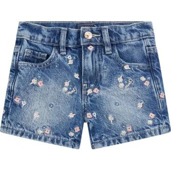 Guess Къси деним панталони за мини момиче с бродирани цветчета и надписи Guess