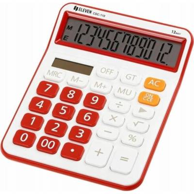 Eleven ELEVEN Bílá stolní , červená numerická tlačítka, červený rámeček kolem displeje, CDC110WHRD