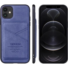 Púzdro Taokkim ochranné z PU kože s kapsou v retro štéle iPhone 13 - modré
