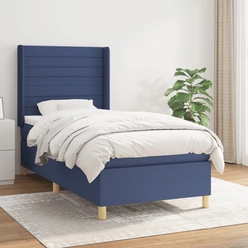 vidaXL Боксспринг легло с матрак, синя, 90x200 см, плат (3132047)