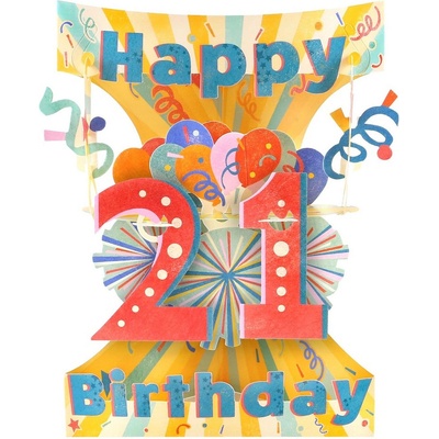 Santoro 3D картичка Santoro Swing - Happy 21 Birthday (SC234)