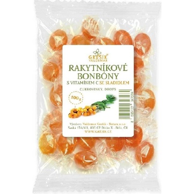 Grešík Rakytníkové cukríky s vitamínom C so sladidlom 100 g